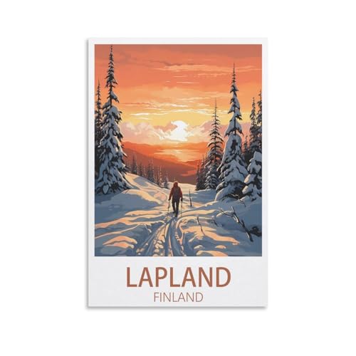 KLYCHF Poster vintage de voyage de Laponie Finlande - Impression sur toile moderne pour chambre à coucher - 20 x 30 cm