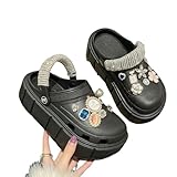 WLDMI Clogs Zapatillas De Fondo Grueso Sandalias De Verano para Mujeres Zapatillas De Playa Callejeras De Fondo Grueso Al Aire Libre para Mujeres-Negro 5-40 - 41 (Pie 25Cm)