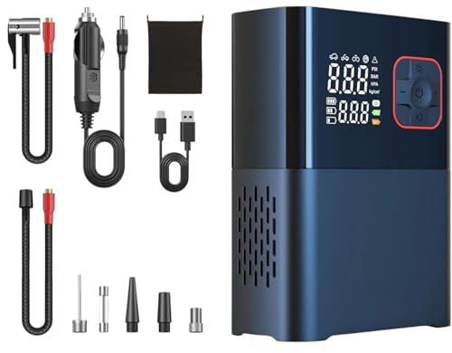 6000 mAh LED Işıklı Çantalı Powerbank Özellikli Şarjlı ve Kablolu DC12V Araç Motor Bisiklet Top Lastik Şişirme Hava Kompresörü 130W