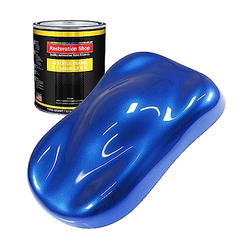 Restoration Shop - Daytona Blue Pearl Acrylic Enamel Auto Paint - Quart Paint Color Only - Professional Single Stage High Gloss Automotive, Car, Truck, Equipment Coating, 2.8 VOC
