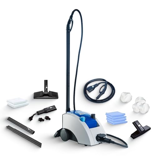 Tien® Merlin Royal Plus Dampfreiniger [Über 100 Einsatzgebiete & Chemiefrei] – Boden & Polsterreiniger mit Original Merlin-Zubehör – Dampfdruckreiniger Handgerät, Auto & Haushalt (4 bar Druck)