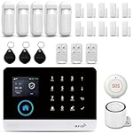 Wireless Home Alarm System, 24-Piece Kit with Phone APP Alert, Door Sensor, Siren, Remote, Motion Detector, Compatible with Alexa (103-F)