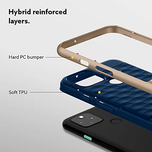 Image of CASEOLOGY Parallax Back Cover Case Compatible For Google Pixel 5 (Thermoplastic Polyurethane and PC | Navy Blue)