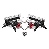 renvena Choker Necklace Bow Rose Choker Lace Choker Gothic Necklace for Women Girls Black Type 2