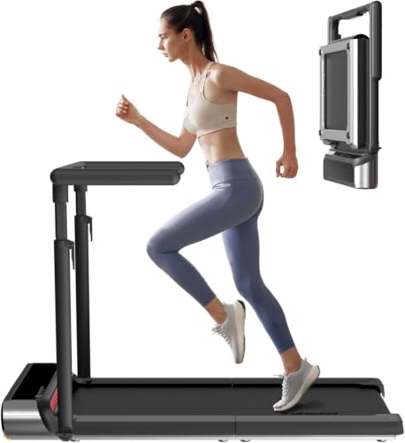 Image of 2-in-1 Foldable Walking Treadmill with Adjustable handrail (Grey Black)