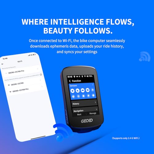 Image of GEOID CC700 2.8 inch Color Screen Bike /Cycling Computer Wireless - Route Navigation with Re-Route Planing, WiFi Auto-Sync, ANT+ /Bluetooth, Fast 5s GPS Positioning, Free Indoor Training