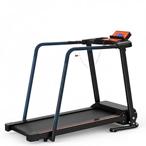 Laufband Clover S200 mit Langen Sicherheits-Handläufen, Einstellbarer Geschwindigkeit und leicht lesbarem LCD-Display. Speziell für Senioren und die Rehabilitation. rutschfeste Oberfläche.