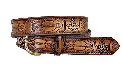 FREEMASON MASON MASONIC MASONS CUSTOM HANDMADE LEATHER BELT 1 1/2