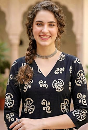 Image of Women's Cotton A-Line Kurta Pant Set | Printed Ethnic Co-Ord Set for Office Wear & Festive Look | Comfortable Breathable Fabric Kurti Pant for Women