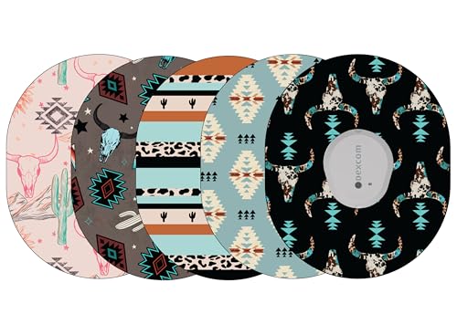 Glucomart Adhesive Patches for Dexcom G7, Dexcom Stelo, and Infusion Sets (5 Count) – Maximum Strength CGM Patches, Waterproof & Hypoallergenic (Punchy Western Variety Pack) (G7 / Infusion Sets)