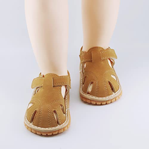 Image of WILLFUN Baby Boy Girl Summer Infant Squeaky Sandals Premium Rubber Sole Closed-Toe Non-Slip Shoes Toddler First Walkers
