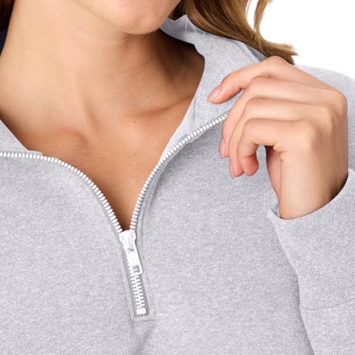 Hanes Women's Quarter-Zip Pullover, EcoSmart Fleece Pullover Shirt, Cotton Blend
