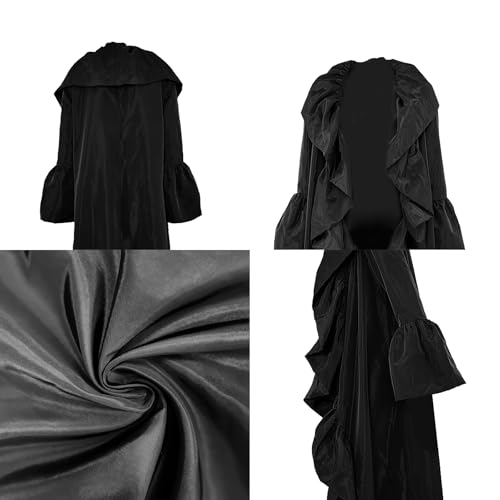 LKOUS Women's Ruffle Asymmetrical Maxi Cardigan Open Front Long Sleeve Trench Coat Cape Blazer4