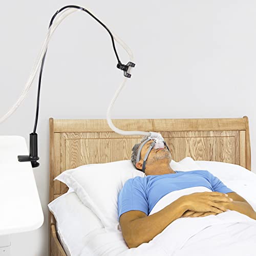Vive CPAP Hose Holder for Bed - CPAP Hose Hanger with Clamp - CPAP Stand Tubing Holding Accessories Prevent Tube Leakage and Tangle - BiPAP, C-Pap Mask, Sleep Apnea Hose Lift Clamp Height Adjustable
