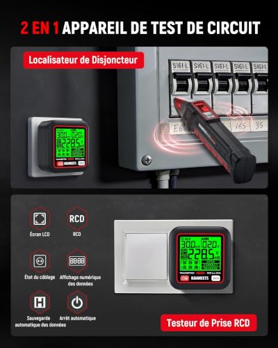 KAIWEETS Localisateur de Disjoncteurs avec Écran LCD 2,2", Testeur de Prise avec Test RCD, Détection de Tension NCV et Lampe Torche LED pour Électriciens et Particuliers – vue 2