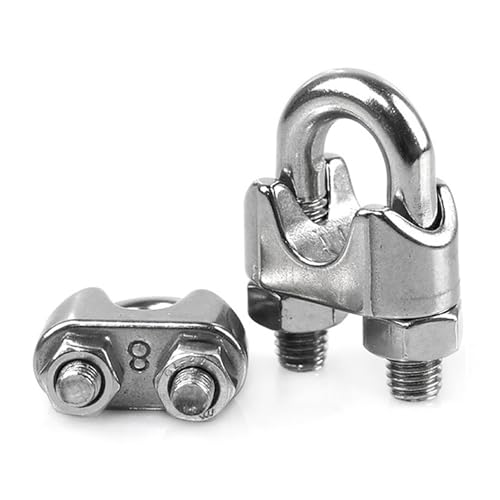 HFZJYSHN 304 Stainless Steel U-Shaped Wire Rope Clamp 1Pc, M2 to M32mm Heavy Duty Cable Bolt & Saddle, Industrial Rustproof Rigging Hardware Fastener(- M4)