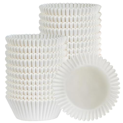Caperci 300Pcs Standard White Cupcake Liners for Baking - Odorless Greaseproof Paper Muffin Baking Cups for Wedding Birthday Party Baby Shower Festivals (White)
