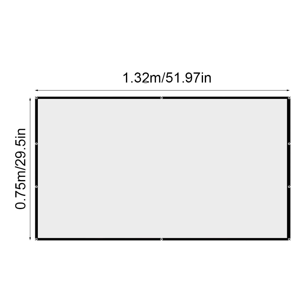Schermo Proiettore, Telo Proiettore, Schermo Cinematografico Portatile, Schermo Lavabile Pieghevole, per Home Theater, Scolastica, Presentazioni in Ufficio, 16:9 HD 4K, 60 Pollici, 132 x 75cm