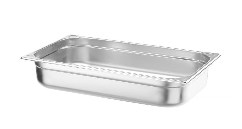 HENDI Gastronormbehälter, Temperaturbeständig von -40° bis 300°C, Heissluftöfen-Kühl- und Tiefkühlschränken-Chafing Dishes-Bain Marie, Stapelbar, 14L, GN 1/1, 530x325x(H) 100mm, Edelstahl