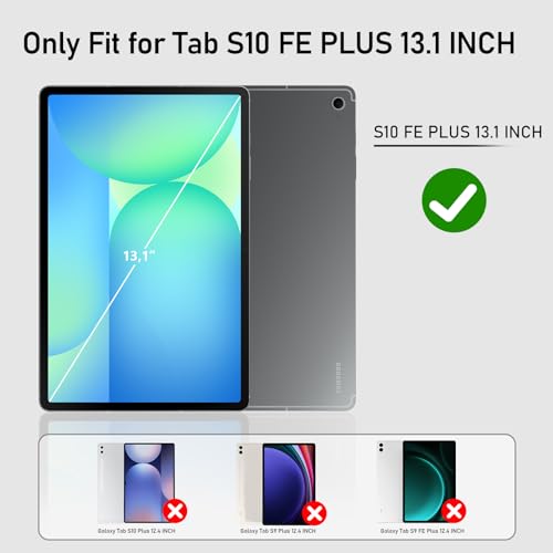 Image of Case for Galaxy Tab S10 FE Plus 13.1 inch 2025: TPU Cover for Samsung Tablet S10 FE Plus /+ 13.1 Inch with Screen Protector- Stand- Handle-Shoulder Strap-S-Pen Holder-Black+Black