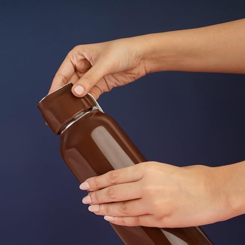 Image of Nayasa Pristine 700ml Water Bottle | BPA-Free Plastic with Insulated Stainless Steel Inner | Leak-Proof Twist Cap | For Office, School, Gym, Travel, and Outdoor Use | Brown