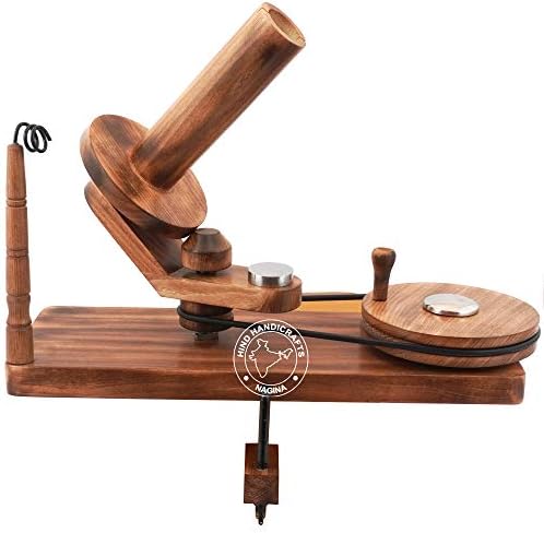 Hind Handicrafts Enrollador de bolas de hilo de madera hecho a mano para tejer ganchillo, hecho a mano natural, regalos de punto centro Pull Ball Winder (BW Antique)