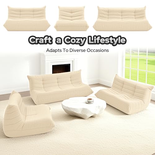 Image of HABUTWAY Bean Bag Chairs Fireside Lazy Floor Sofa,2 Seater,Khaki
