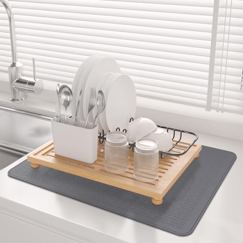 Image of Stove Top Cover for Electric Stove - Food Grade Ceramic Stove top Cover, Silicone XXL Dish Drying Mat, Glass Cooktop Covers, Flat RV Range top Mats (Gray,30x21)