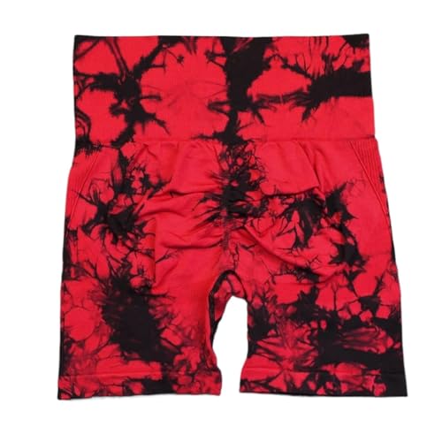 LSCZSLYH Seamless Tie Dye Sport Shorts for Women Elastic Scrunch