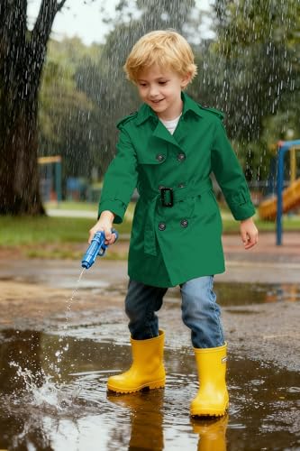 Image of Betusline Boys Waterproof Trench Coat Double Breasted Classic Belted Outwear Jacket Dress Coats