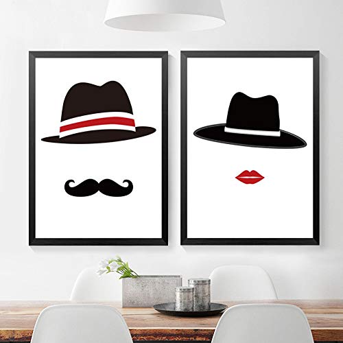 Peinture sur toile abstraite Lady and Gentleman 50x75cm lot de 2 affiches murales sans cadre