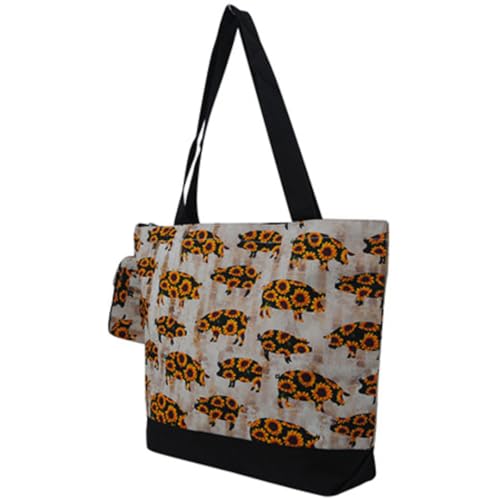 Image of NGIL Medium Top Zipper Closure Canvas Tote Bag with Attached Matching Coin Purse For Moms and Nurses