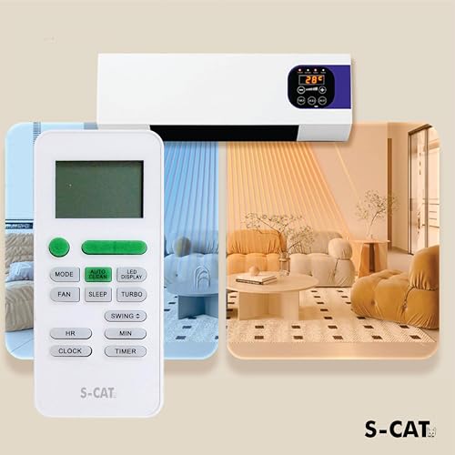 Image of S-CAT Compatible with Videocon /Sansui /Kelvinator /Vise /Kenstar AC Remote Control Model 175 (No Backlight) Suitable for 1 /1.5 /2 Ton Split /Window AC (Match Old Remote Exactly, for Any Issues Contact us)