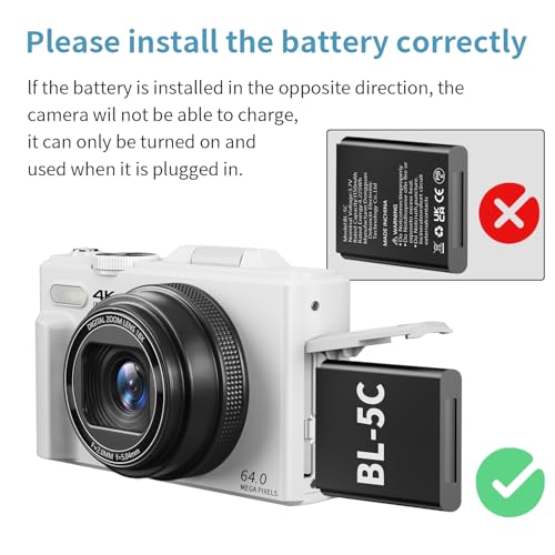 Image of VJIANGER 4K Digital Camera, Vlogging Camera with 180 Flip Screen