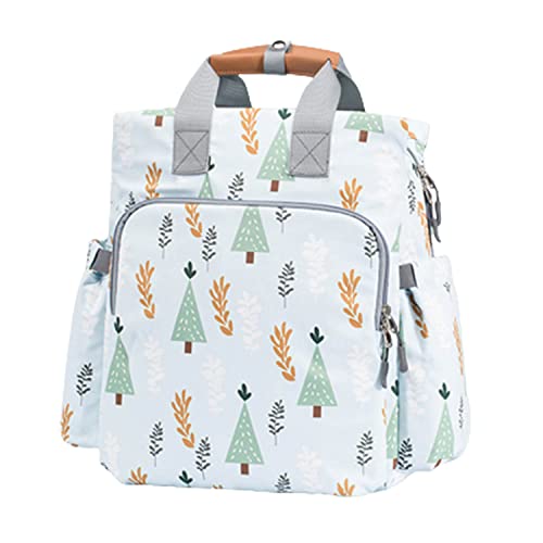 Bolsa de Pañales Mochila Espaciosa A Prueba de Agua Aislamiento de Viaje Bolso Antirrobo Bolsillo de Cuero de Mano con Correas de Cochecito Desmontables Cambiador,Forest