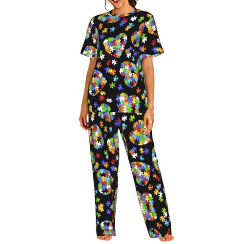Pyjama autisme à manches courtes ensemble de nuit S au 3XL pour femme