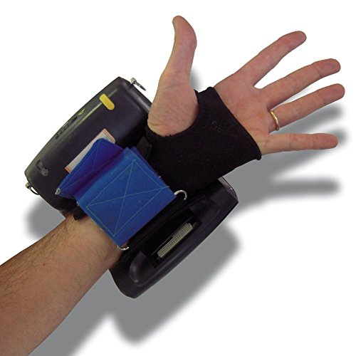 Hand holding the ultrasound scanner with a wrist strap