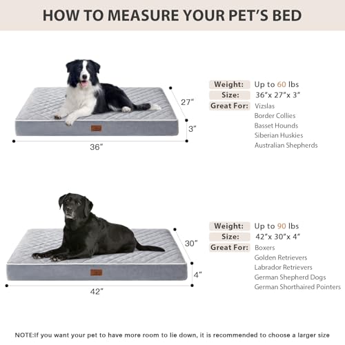 Image of WNPETHOME Orthopedic XL Dog Beds Large Sized Dog, Waterproof Extra Large Dogs Bed with Removable Washable Cover, Multi-Needle Quilting Dogs Crate Bed