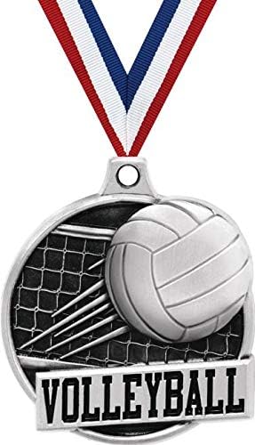 1.5" Volleyball Medal - Silver Volleyball Net Challenger Award Medals