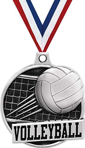 Crown Awards 1.5" Volleyball Medal - Silver Volleyball Net Challenger Award Medal Prime