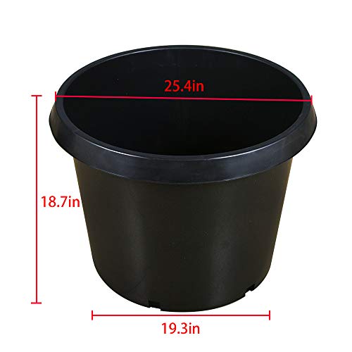 Labworkauto Nursery Pot 1 Gallon 1 Gal 2 Gal 3 Gal 5 Gal 7 Gal 10 Gal 15 Gal 20 Gal 25 Gal Nursery Container Injection Molded Pot Fit For Plants Soil Growers Or Hydroponics (5, 25 Gallon) #TOP1