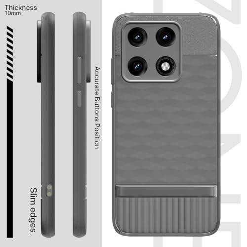 Image of Pikkme Back Cover for Motorola Moto Edge 70 Pro 5G Camera Protection 3D Hexa Cube Design Silicone Protective Bumper Case (Grey)