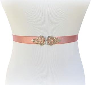 Antique Pink Elastic Silver Vintage Jeweled Wedding Dress Belt - Compare price