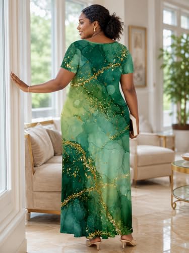 Image of SUZONANA Plus Size Dresses for Women Summer Casual Maxi Dress Short Sleeve Loose Vacation Dress