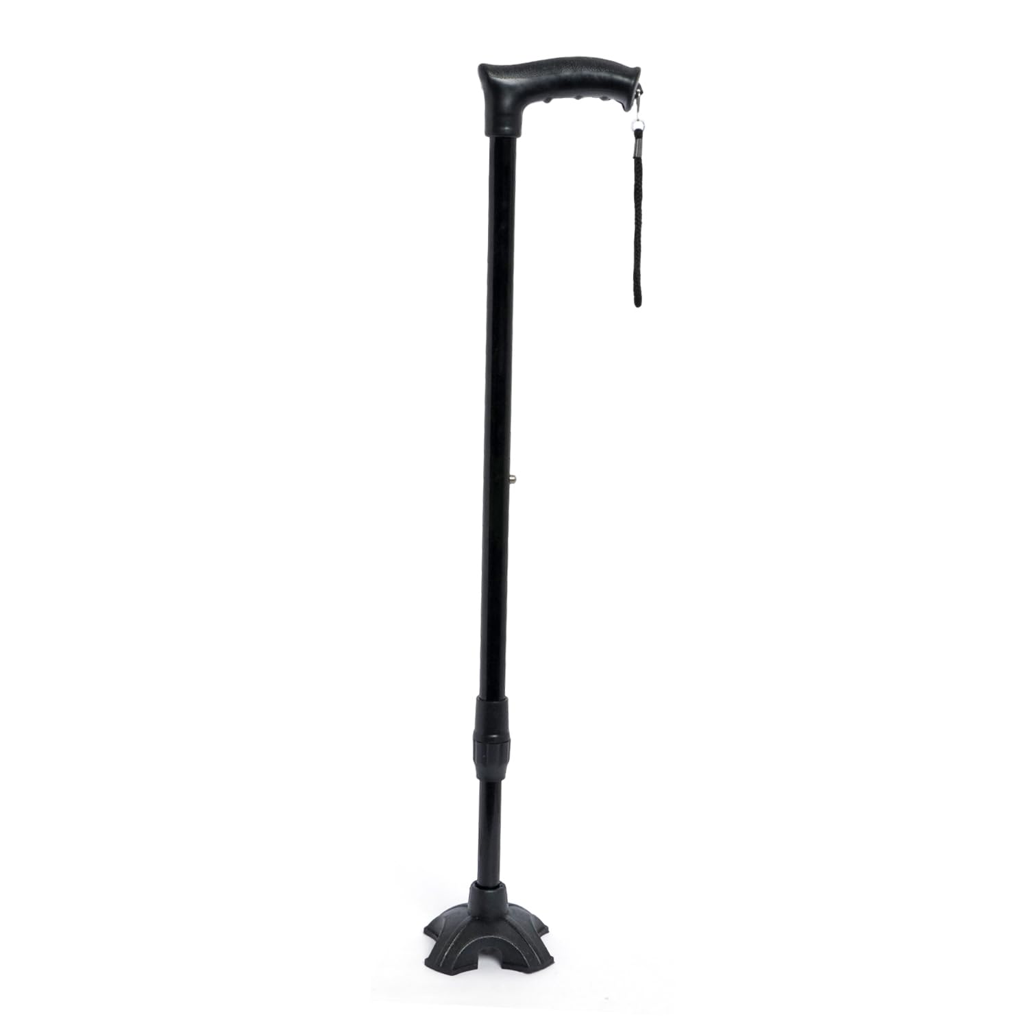 4 Leg Walking Stick for Elderly, Adjustable Quad Base Walking Cane with Anti-Slip Rubber Feet, Heavy Duty Aluminium Mobility Support Stick for Men & Women, Black-image-7