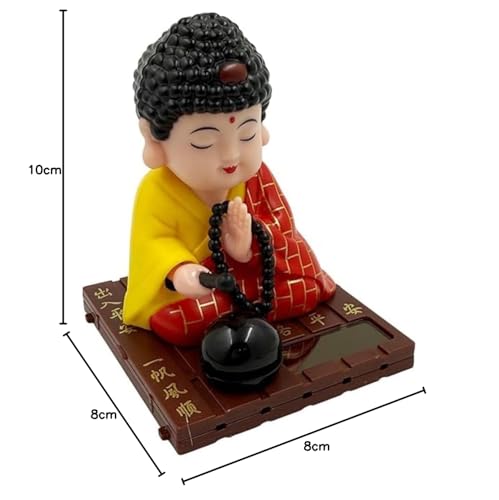 Image of CraftVatika Buddha Solar Powered Moving Head and Hand Sitting Buddha Feng Shui Items for Good Luck, for Money, Home Decor Items, Show Pieces for Home Decor | Car Dashboard | Home Office Desk