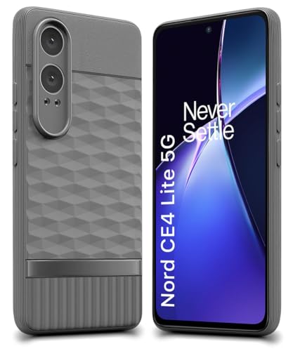 Image of WOW IMAGINE Back Cover for 1+ OnePlus Nord CE 4 Lite 5G with Hexa Cube Design | Ultra Slim Soft Rubberised Case | Inner Velvet Fabric | Matte Silicone Flexible Mobile Case | Camera Protection - Grey