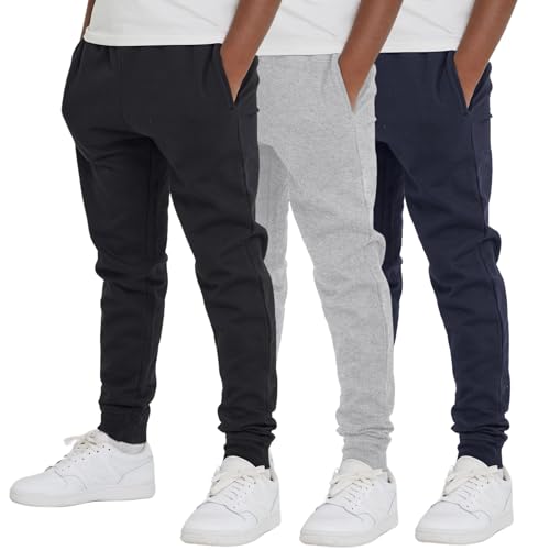 Ultra Performance 3 Pack Boys Sweatpants Kids Clothes Active Soft Fleece Joggers for Boys Size 4-20