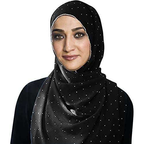 Soft Chiffon Hijabs for Women, Crystal Rhinestone Long Hijab Scarf Shawl Head Wrap Scarves, 27.6 x 70.9 Inch4