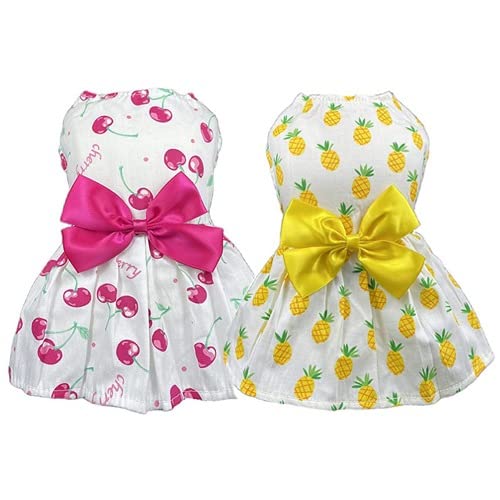 KUTKUT Combo of 2 Fruit Print Soft Comfortable Cotton Dress For ShihTzu, Poodle, Bichon, Lhasa Apso etc| Beautiful Cute Backnot Strap Princess Skirt For Small Dogs & Cats(Size: XL: Chest 46cm, Back Length: 41cm) (B09XMGLWFS) Amazon Price History, Amazon Price Tracker